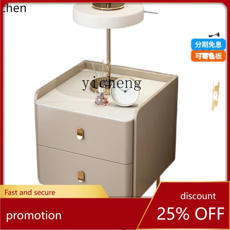 YFY Modern Light Luxury Bedside Table Stone Plate Nordic Bedroom Small Apartment Bedside Cabinet