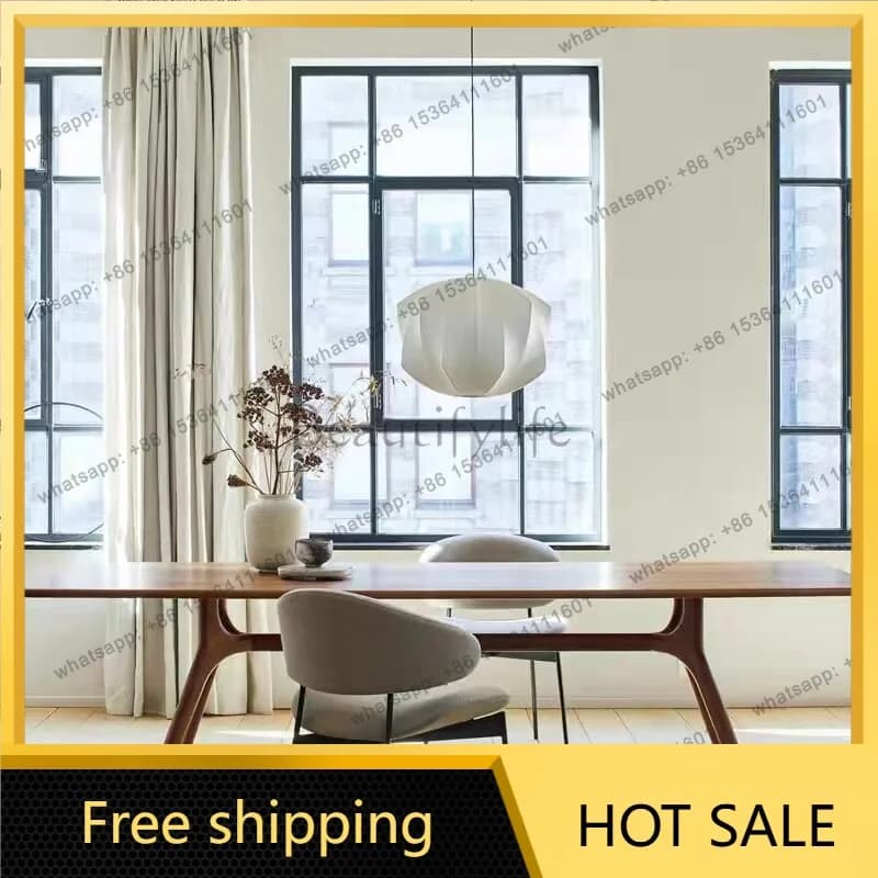 XX. Nordic living room home log dining table modern simple rectangular all solid wood long table