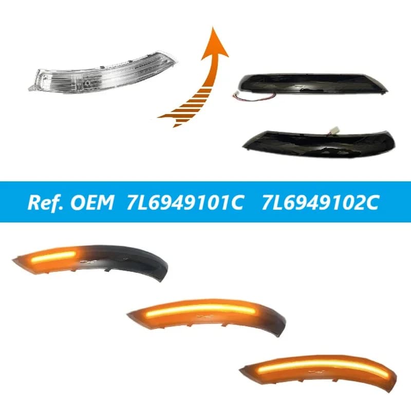 7L6949101C 7L6949102C Updated to Dynamic LED Side Mirror Turn Light Signal for VW Volkswagen Touareg 7L FL 2007 2008 2009 2010