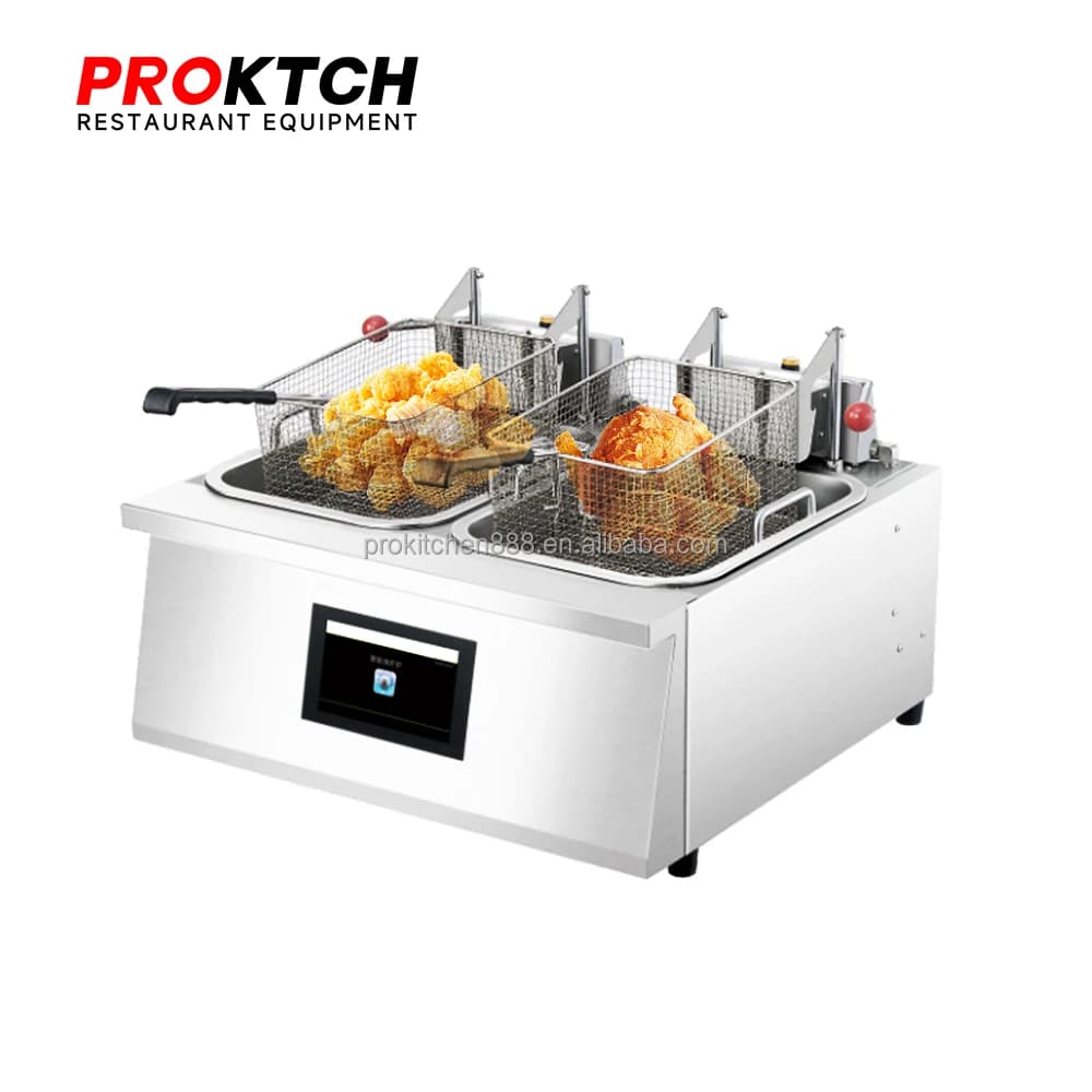 Full-automatic Intelligent Touch Control Electric Fryer Provided Restaurant Equipment Commercial Kitchen Table Type 18 L
