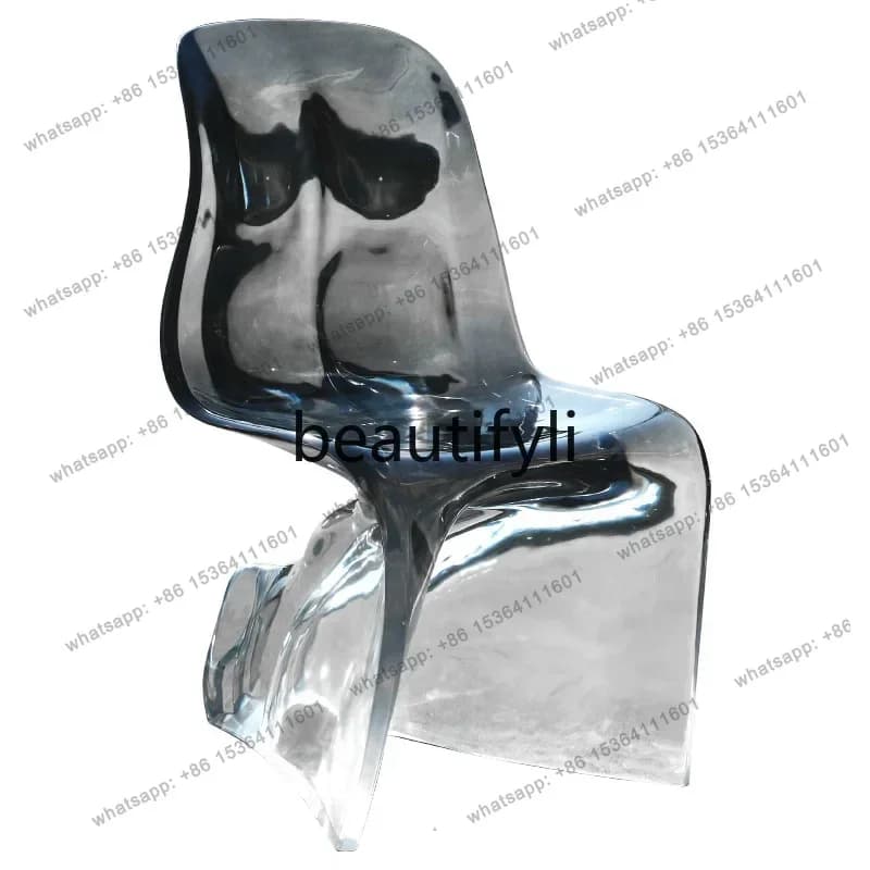 Transparent Resin Crystal Dining Chair Human Butt Back Chair Light Luxury Art Designer Pantone Chair