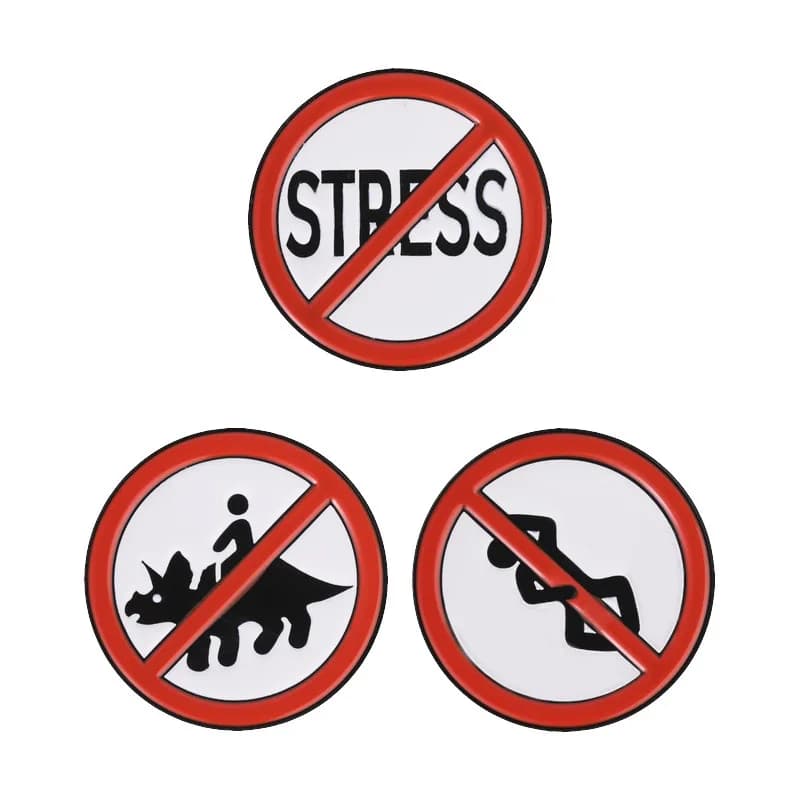New Creative Funny Metal Brooch Pin Anti Stress Warning Slogan Badge DIY Clothing Bags Hat T-shirt Jeans for Fashion Casual Gift