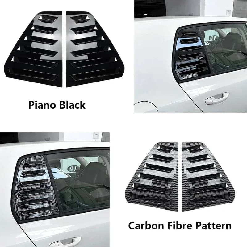 1Pair Black PVC Triangular Window Blind Decor Sticker For VW Golf MK6 2008-2012 Exterior Car Styling Tuning Mod Accessories