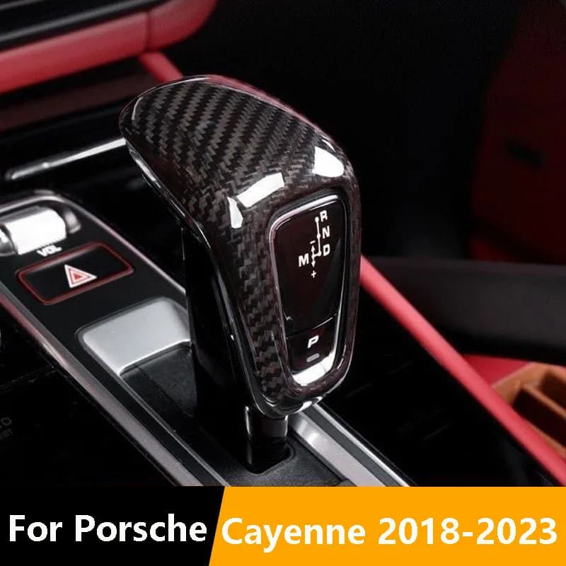 Carbon Fiber ABS Car Interior Accessories Auto Gear Lever Shift Knob Cover Protector Trim For Porsche Cayenne 2018-2023