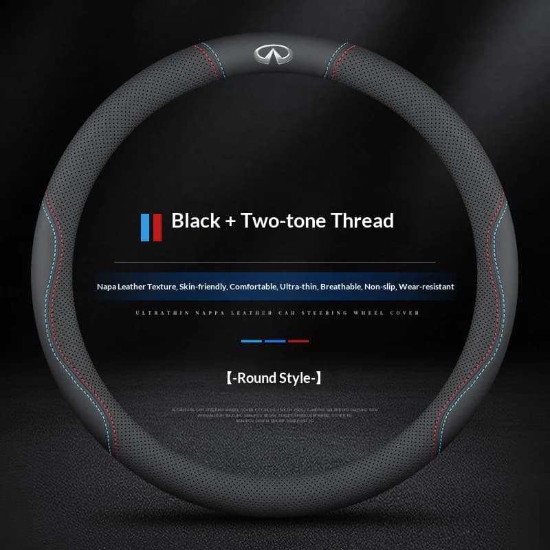 For Infiniti EX FX JX ESQ Q30 Q50 Q60 QX30 QX55 QX70 QX80 FX35 EX35 Leather Anti-slip Car Steering Wheel Cover Auto Accessories
