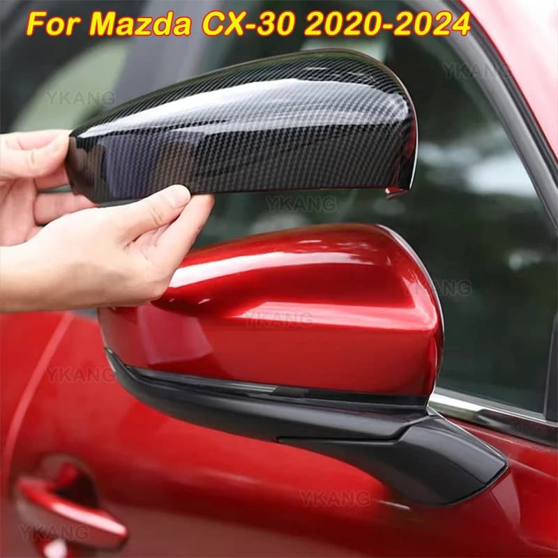 For Mazda CX30 CX-30 2020-2025 ABS Carbon Fiber Car Side Rearview Mirror Cover Cap Protector Car Exterior Accessories