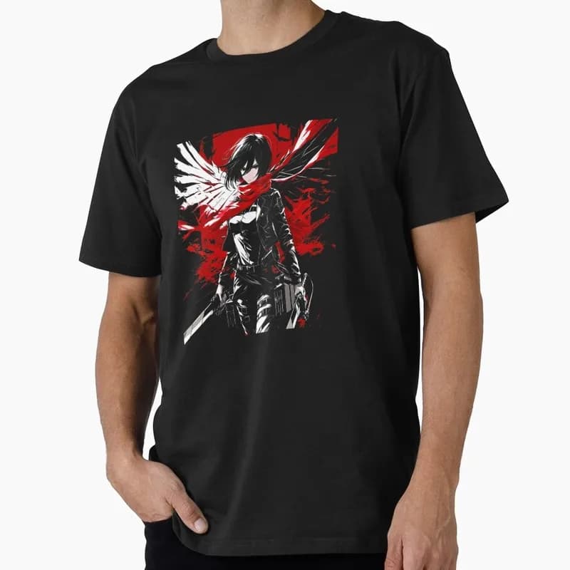 Winged Shadow Warrior Attack on Titan Anime Gift T shirt Mikasa Love Tee Shingeki no kyojin Print Graphic Clothes US size tops