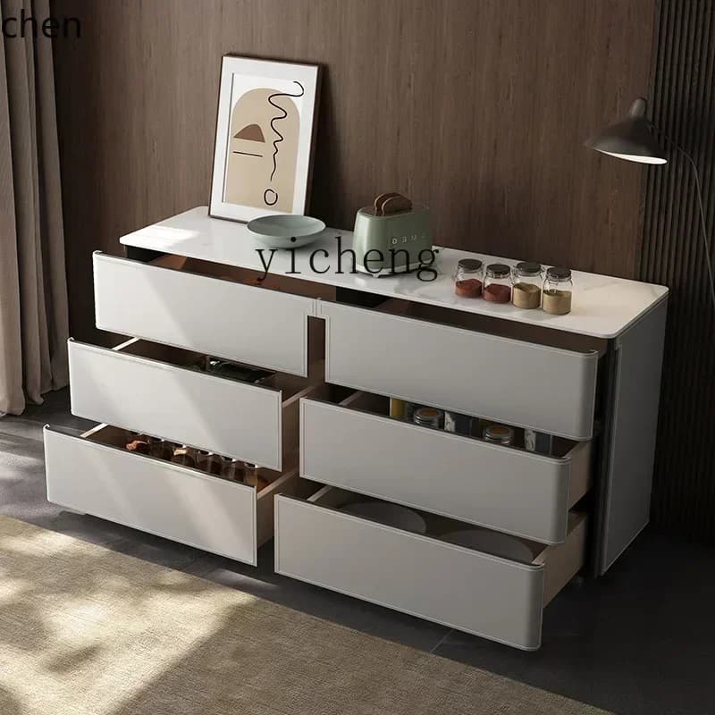 DSA  Solid Wood Rock Slab Dining Side Cabinet, Locker, Tea Cabinet, Living Room Integrated Side Cabinet Against The Wall