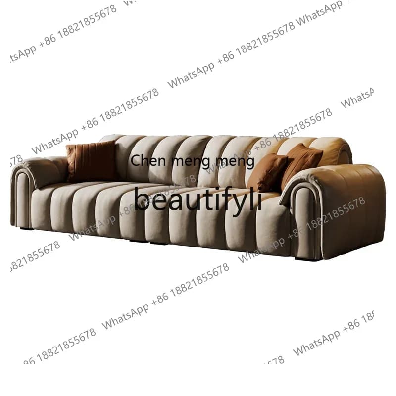 Piano keys leather sofa Italian minimalist living room three people in line combination designer