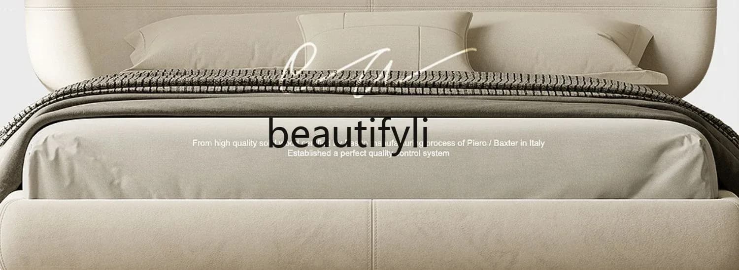 Q181  Italian Minimalist Double Bed Nubuck Suede Cloth Modern Minimalist Suspension Bed Designer Creative Fabric Bed Small Apart