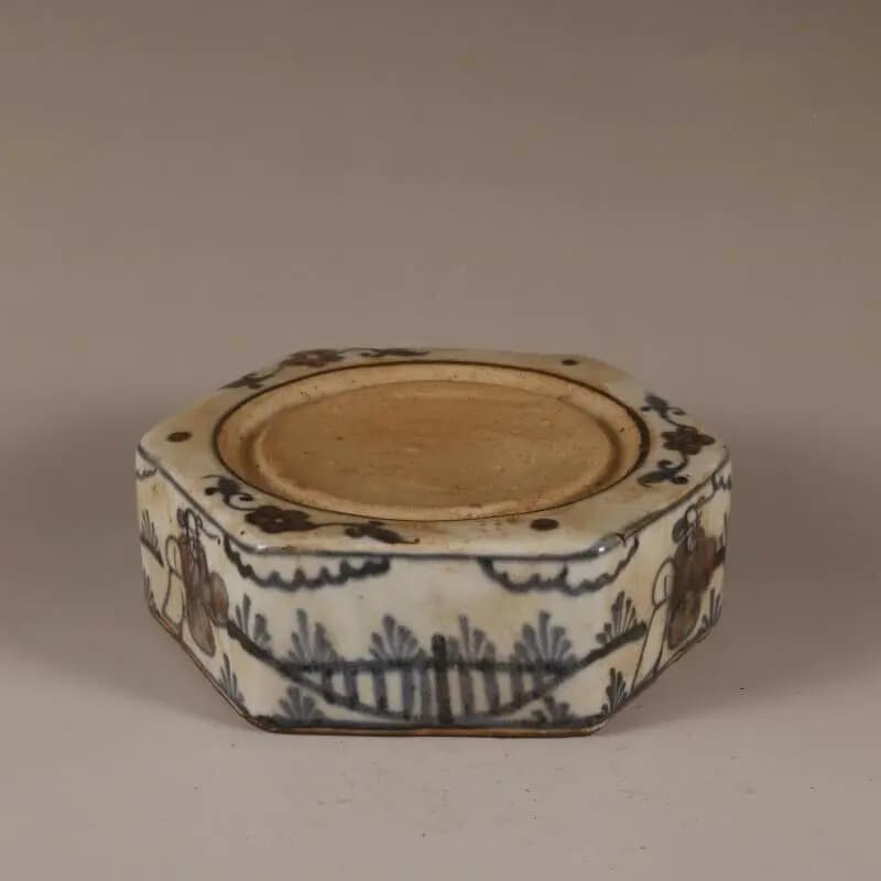Chinese Blue and White Porcelain FOLK ART Collection Red Figure Pattern Ink Stone Inkslab