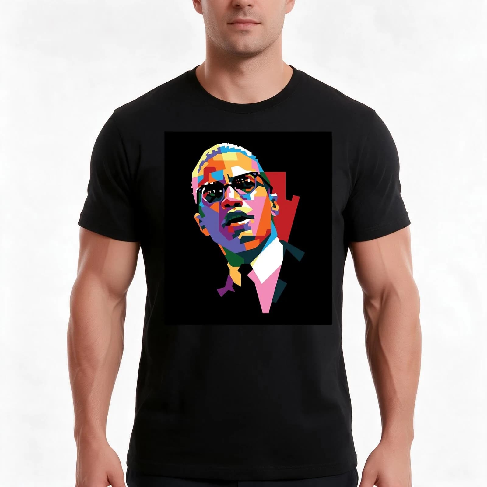 Malcolm little X Canvas Print T-Shirt, Summer Casual Cotton Tee, Oversized Streetwear Tops, Vintage Graphic Print, 100% Cotton