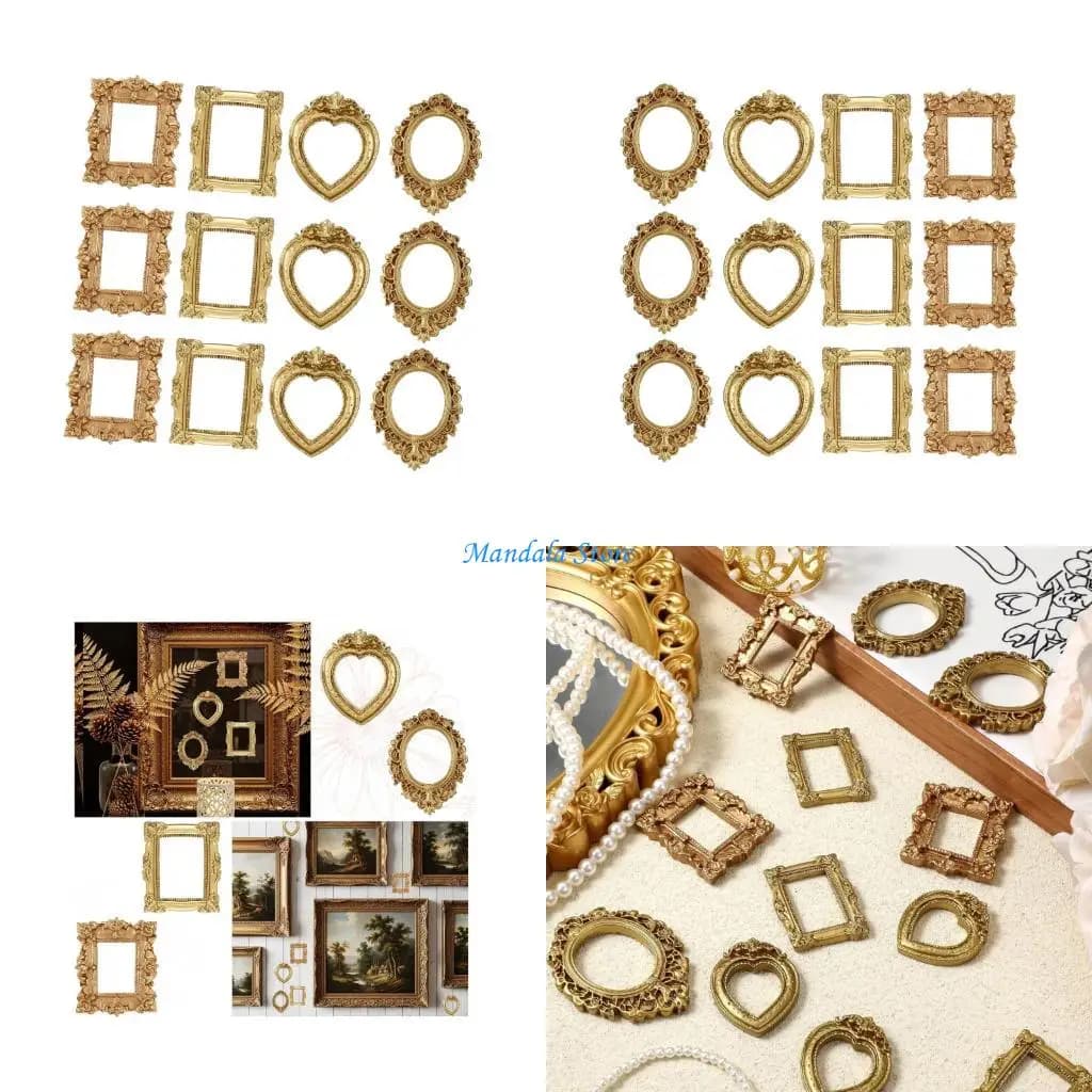 U2JC Small Retro Picture Frame,Ornate Picture Frame,Mini Photo Frame,Antique Wall Decors for Home Weddings Party Hotel
