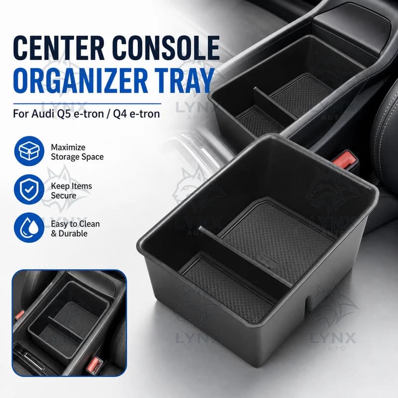 For Audi Q5 e-tron / Q4 e-tron Center Console Armrest Storage Box Organizer Tray Interior Car Accessories Modification