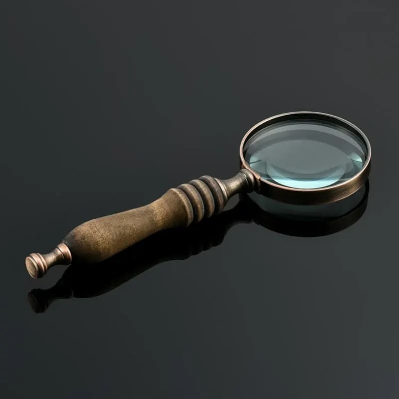 Retro Handheld Magnifier Wooden Handle Optical Glass Magnifying Glass Gift Box