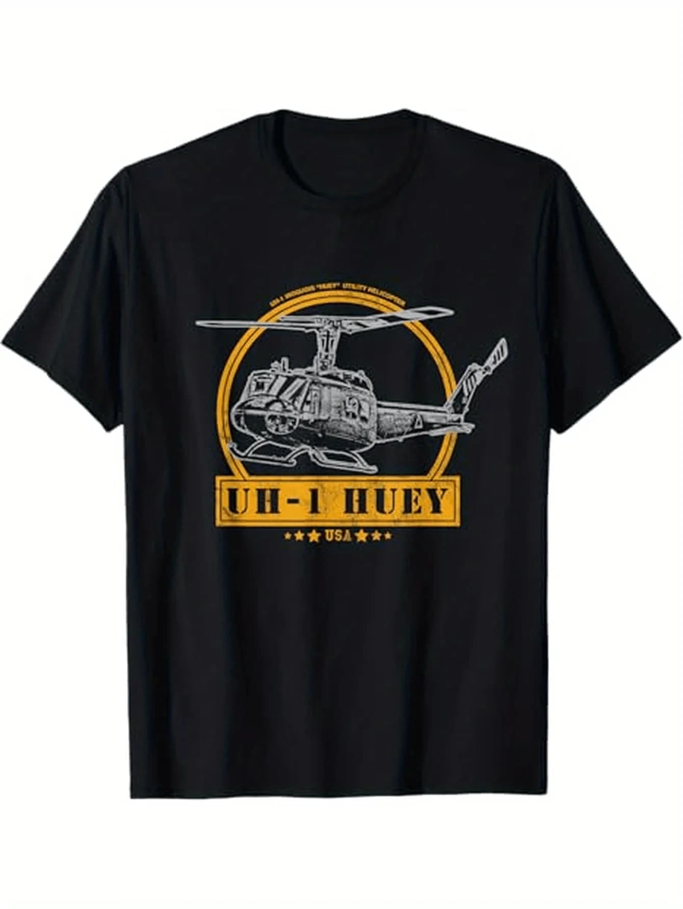 UH-1 Iroquois "Huey" Helicopter T-Shirt 100% Cotton O-Neck Short Sleeve Summer Casual Mens T-shirt Streetwear