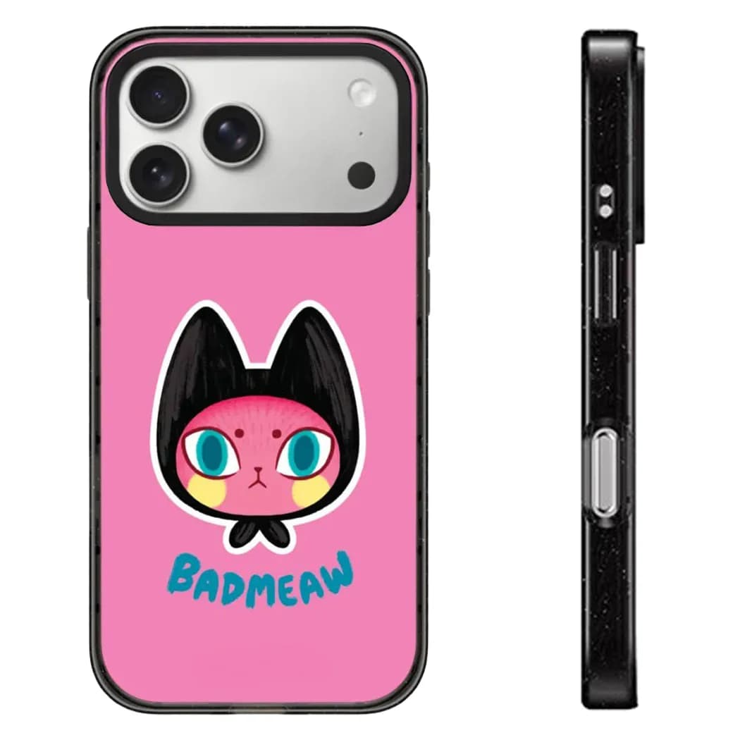 Foundation Make-up Cathead Doll Acrylic Black Border Magnetic Cover for IPhone 12 13 14 15 16 17 Pro Max Case for IPhone 17 Air