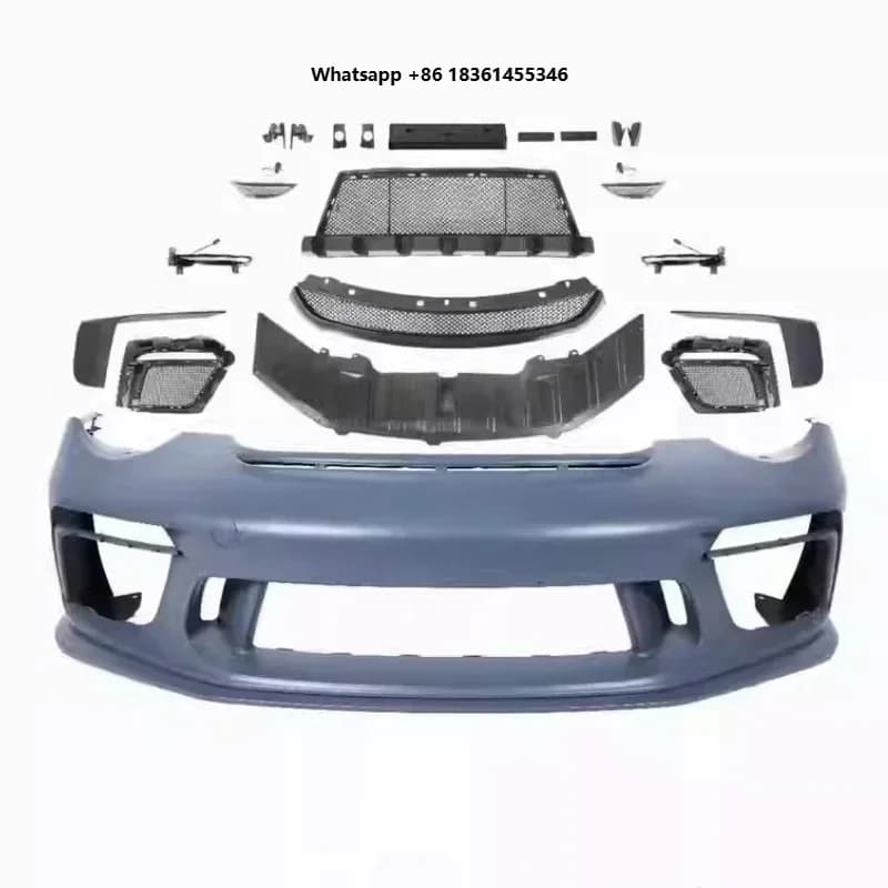 for 997 05-12 Upgraded to GT3 New Style Bumper Car Body Kit Auto Accessories Front Bumper Grille Daytime Running Light