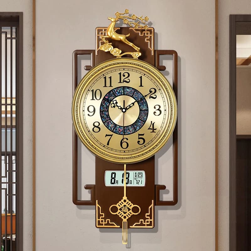 Luxury Chinese-Style Wall Clock Silent Quartz Modern Home Decor Elegant 2024 Hanging Timepiece