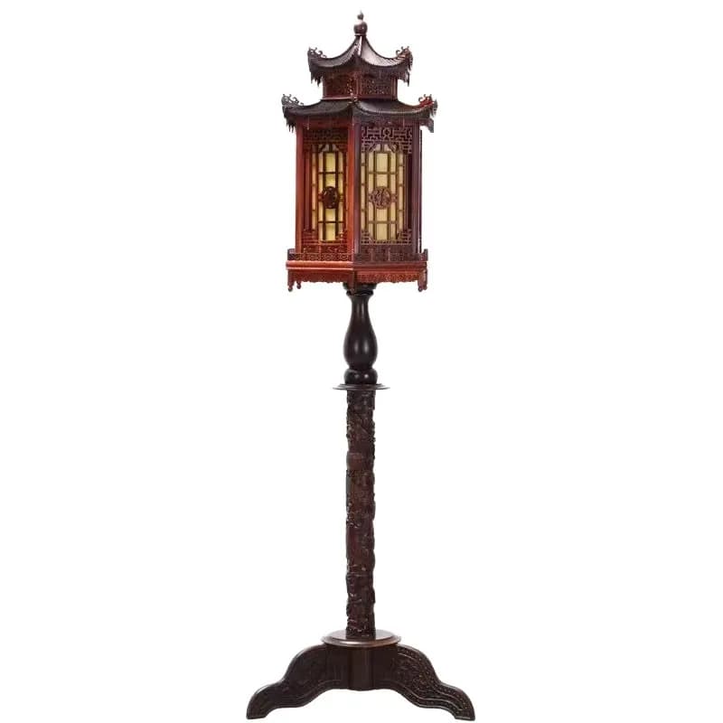 Ebony solid wood classical study living room standing light bedroom craft decorative lamps