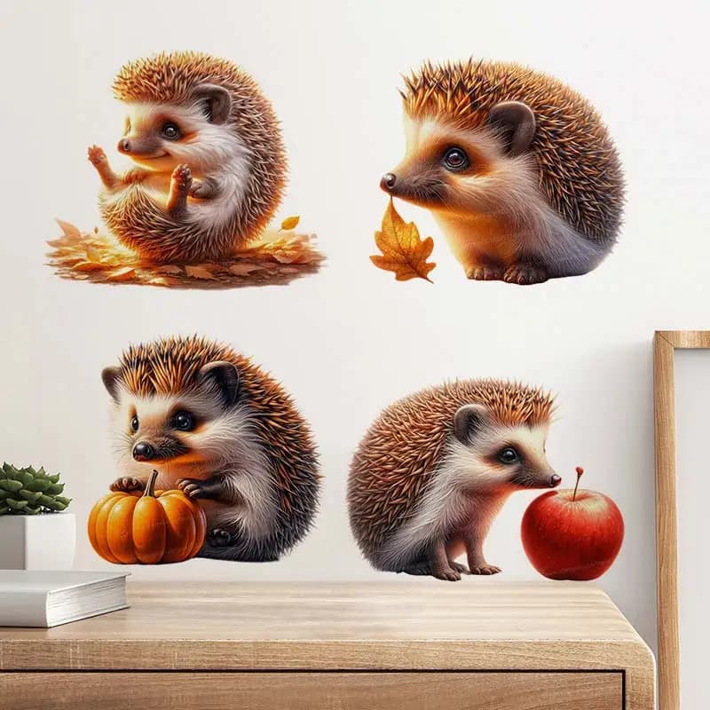 Cute Hedgehog Wall Sticker Kids Room Decor Bathroom Toilet Living Room Decor Cabinet  Refrigerator Home Decor Decals  S426