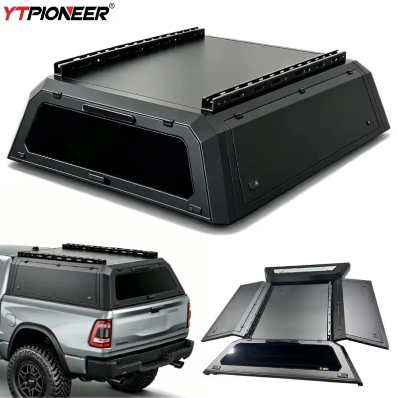 Pickup 5'7" Bed Cap Ute Tray Camper Shell Aluminum Hardtop Topper Truck Canopy For 2020 2021 Dodge RAM 1500 Rebel 2500 8ft Bed