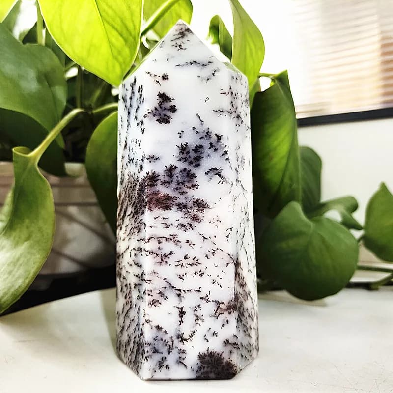 Natural Stone Opal Small Tree Garden Hexagonal Tower Home Decoration Hexagonal Prisms Wicca Chakra Healing Crystals Decor