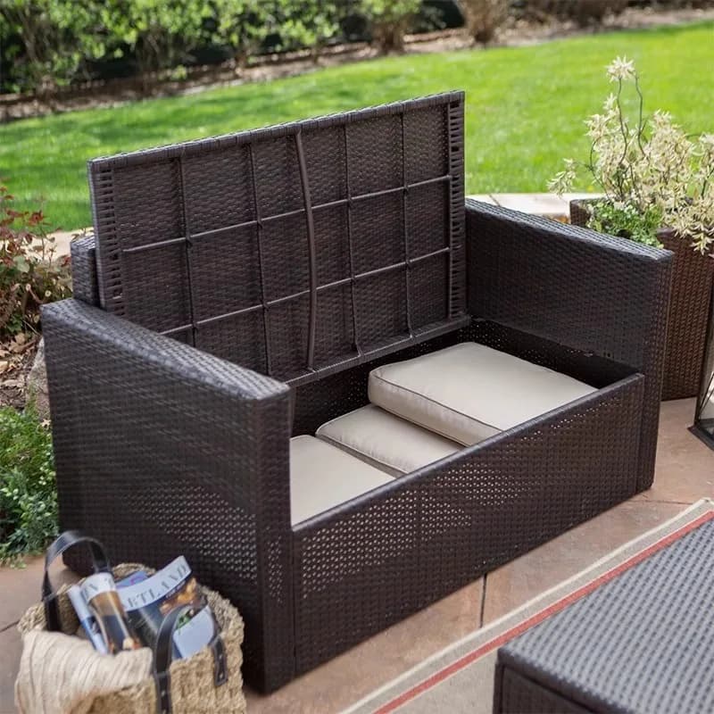 Outdoor sofa coffee table combination, courtyard open-air balcony outdoor living room rattan furniture