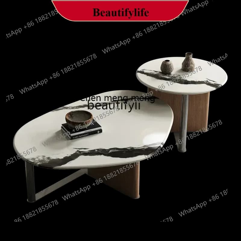 D178 Yy Italian minimalist marble coffee table, high-end designer creative living room home wabi-sabi special-shaped coffee tabl