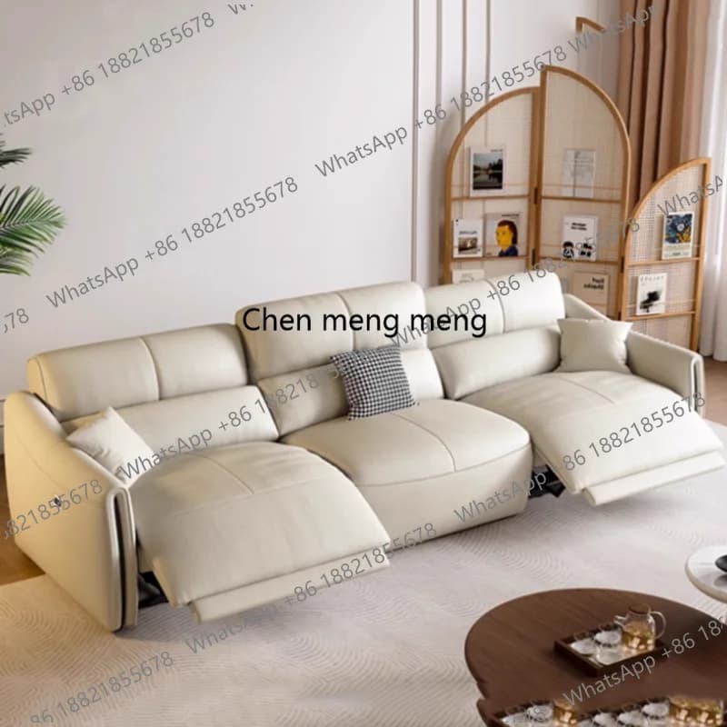 Leather Beige Living Room Sofas Luxury Recliner Armchair Sleeper Sofas Double Lounges Daybed Divani Soggiorno Home Furniture