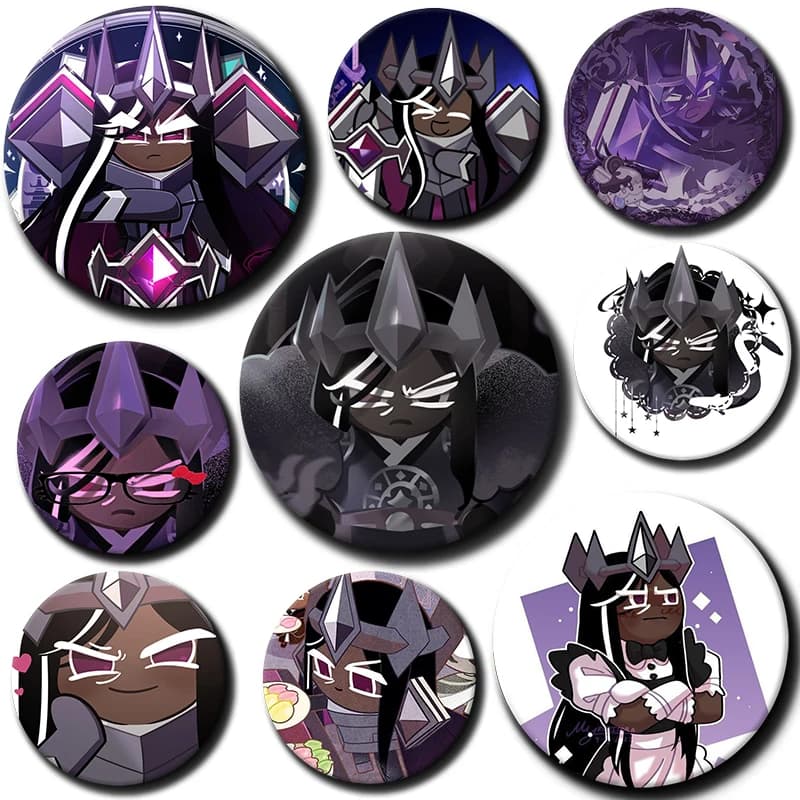 58mm Cartoon Dark Cacao Cookie Button Pin Game Role Dark Cacao Cookie Brooch Creative Badge for Backpack Clothes Decoration Gift