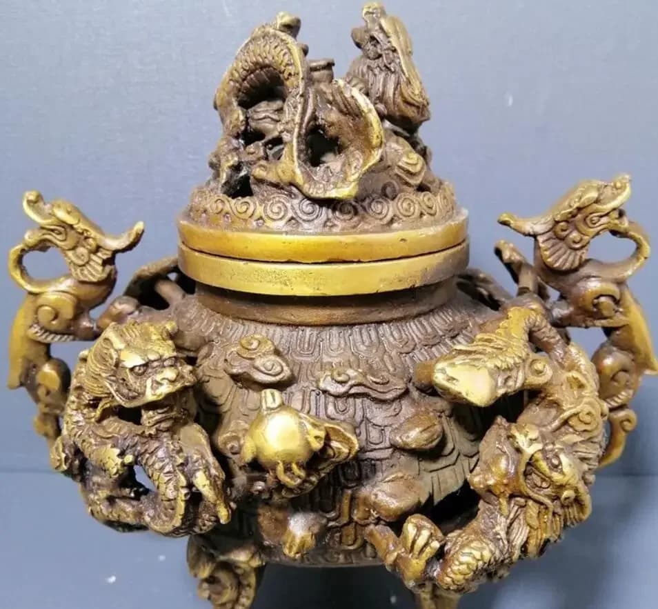 Kowloon incense burner bronze statue handicraft decoration