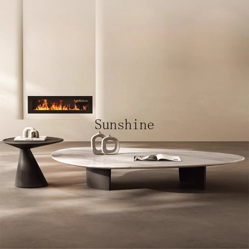 Pure natural luxury stone coffee table small apartment high-end light luxury living room simple marble coffee table