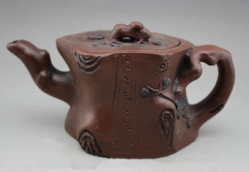 Chinese collection antique home ornaments tea sets teapots plum blossom tree stumps purple clay teapots