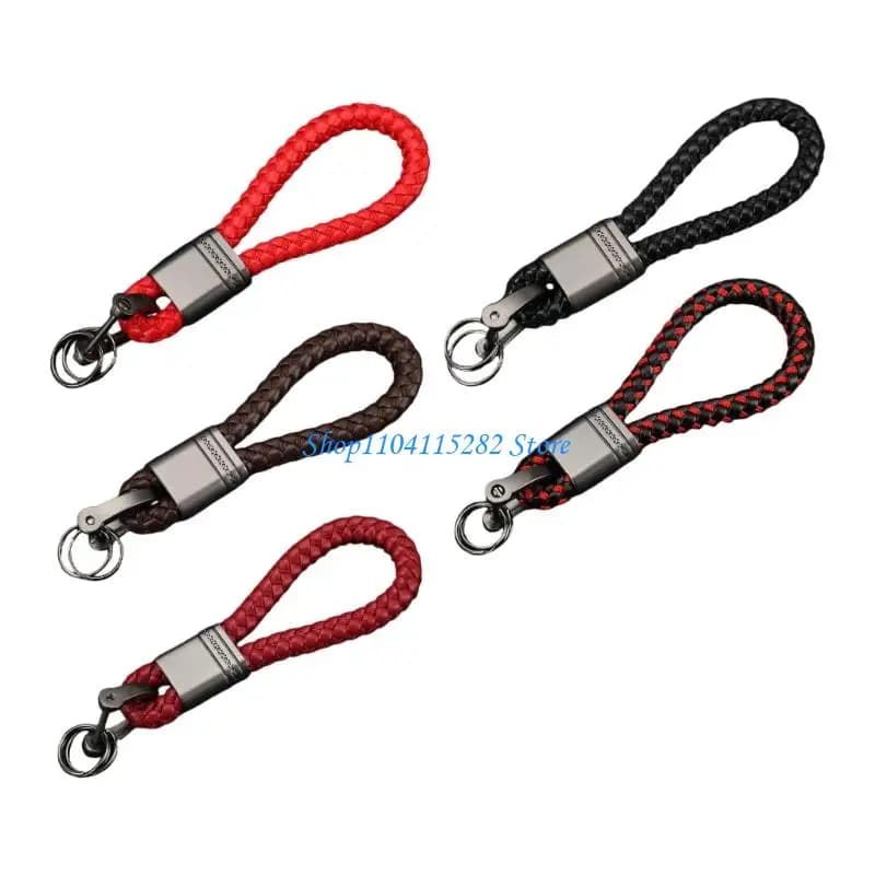 Braided Rope Car Keychain Leather Aluminum Designs Automotive Rings Upgrades