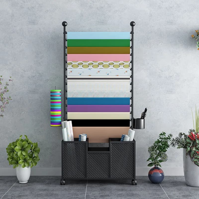 LTT Wrought Iron Flower Wrapping Paper Rack Florist Display Rack Scarf Car Film Wallpaper Rack