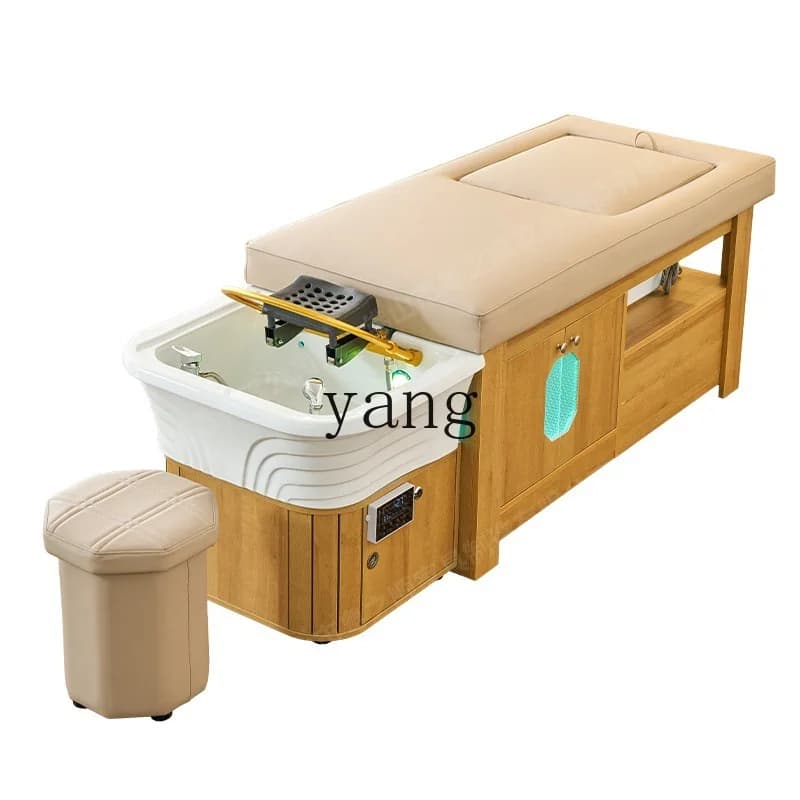 LTT Chinese hair salon Solid wood shampoo bed Hair salon Ceramic basin head treatment bed Water circulation