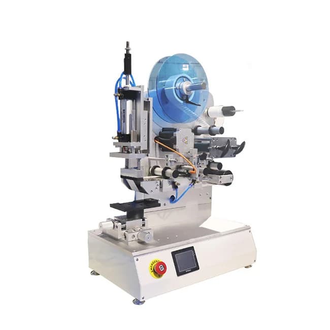 Semi-automatic Table-top Flat Pressure Machine Label Flattening Type square Bottles Jars Flat Labeling Machine