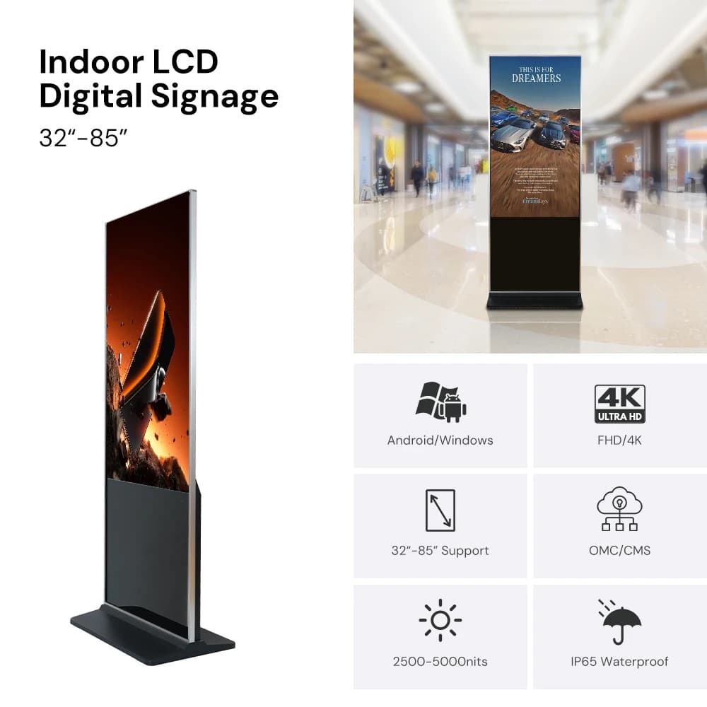 Advertising Publish 4K 43 50 55 Inch Advertising Equipment Indoor Floor Standing Lcd One-Stop Digital Signage Solution
