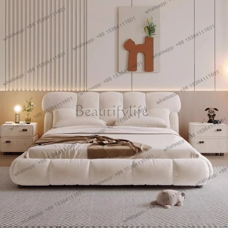 king size cream style Double bed 180x200cm High end elegant comfortable bed frame queen letto matrimoniale designer furniture
