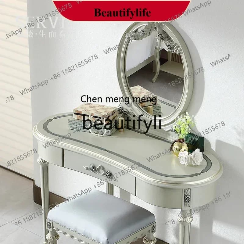 French light luxury solid wood with carved dresser cloakroom master bedroom small dressing table