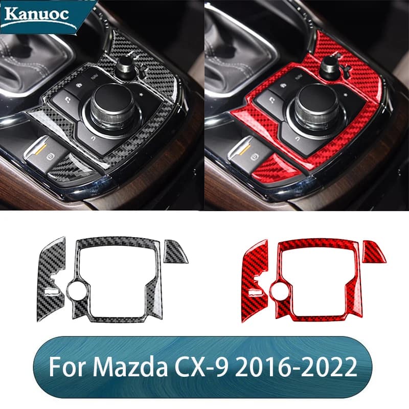 Carbon Fiber Audio Console Styling Stickers For Mazda CX-9 2016 2017 2018 2019 2020 2021 2022 Car Styling Interior Accessories