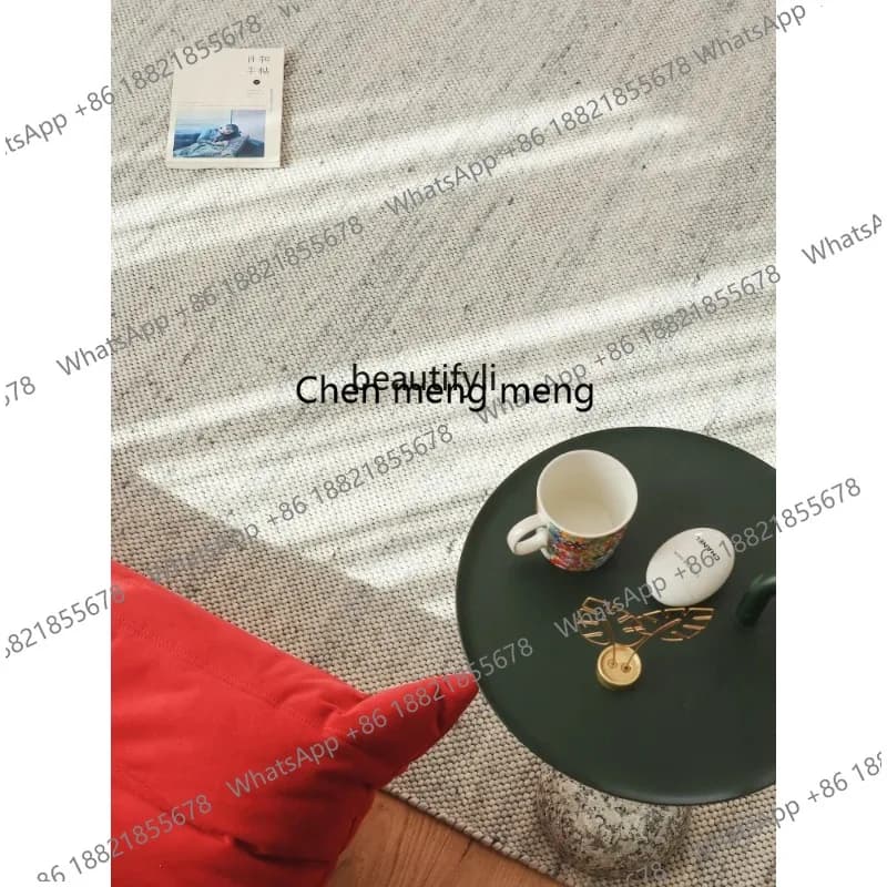 F132  Wool hand-woven glue-free plain color gray carpet living room coffee table blanket floor heating available X