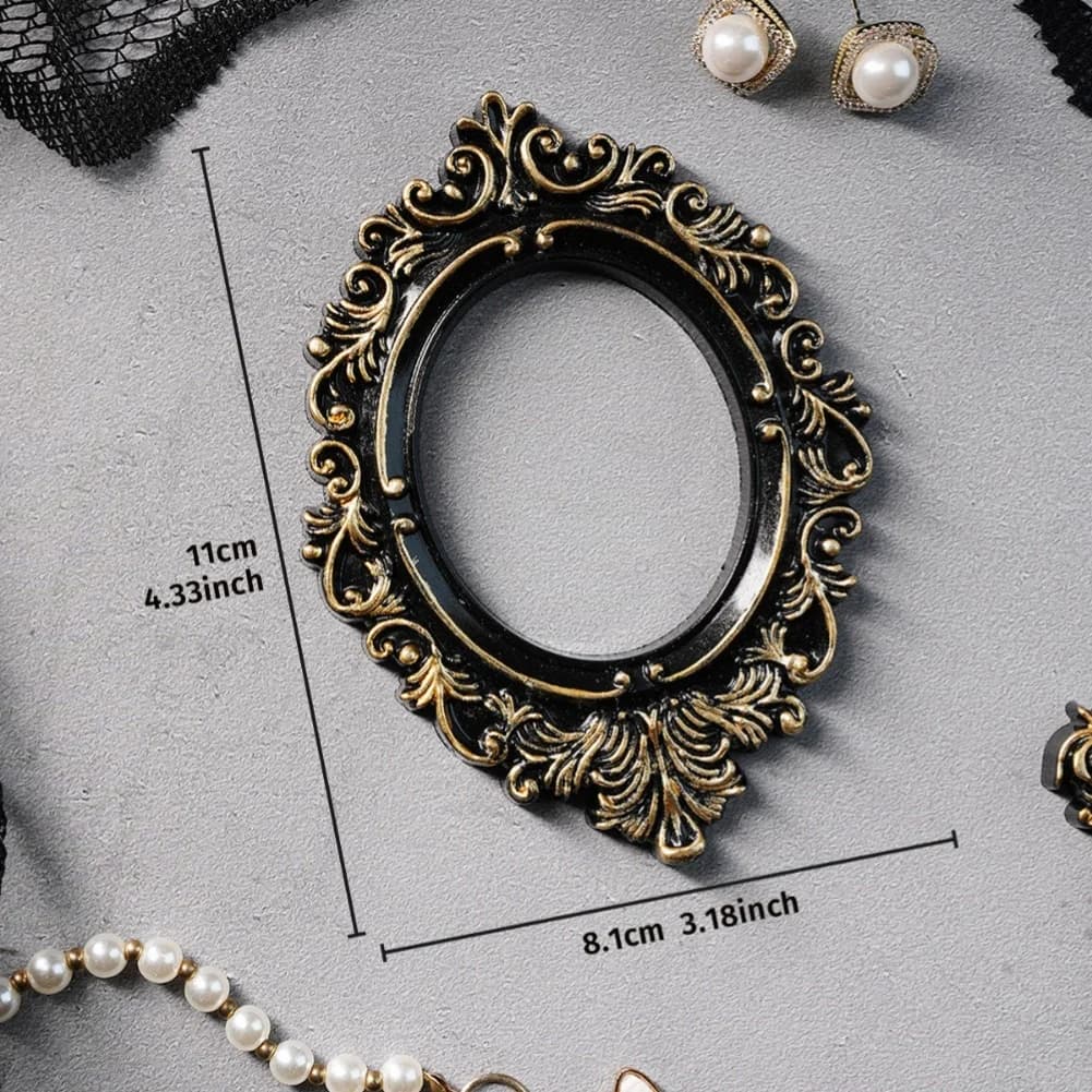 Gothic Style Black Gold Resin Photo Frames 6PCS for Halloween Events Dark Decor Photography Backdrop Display Use