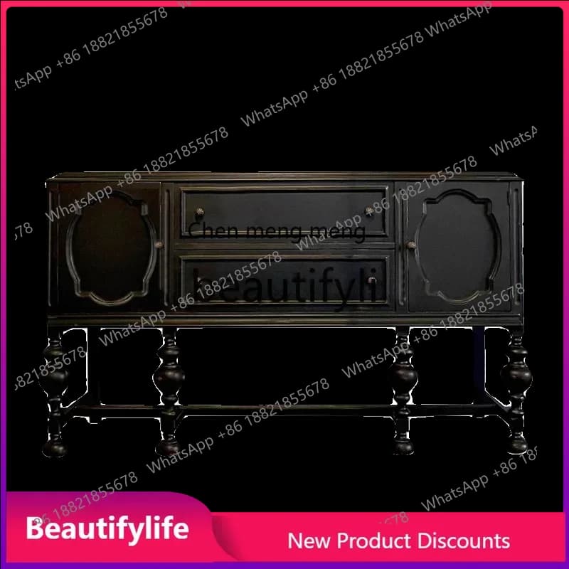 CC French Style Entryway Cabinet Neoclassical Sideboard Living Room Wall-Mounted Storage Cabinet Partition Customizable