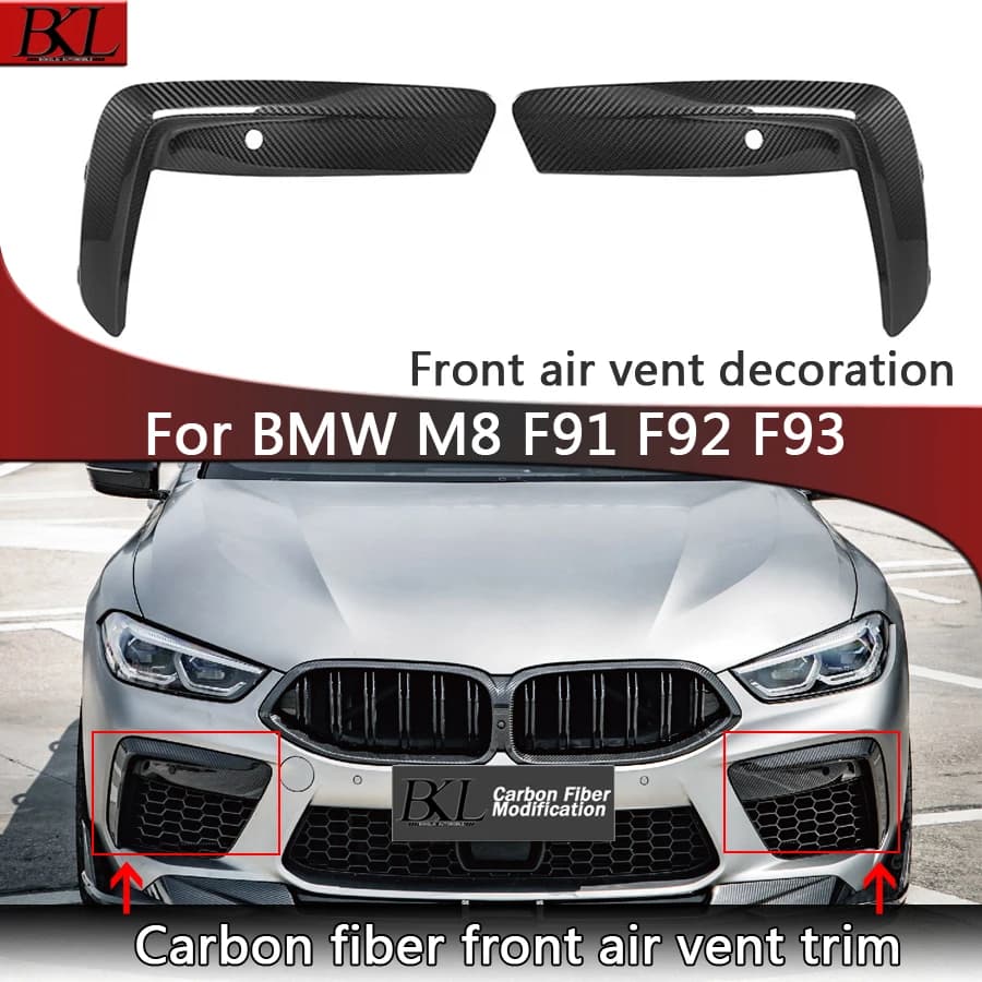 For BMW M8 F91 F92 F93 Dry carbon fiber front fog lamp air vent decoration carbon fiber front air vent modification accessories
