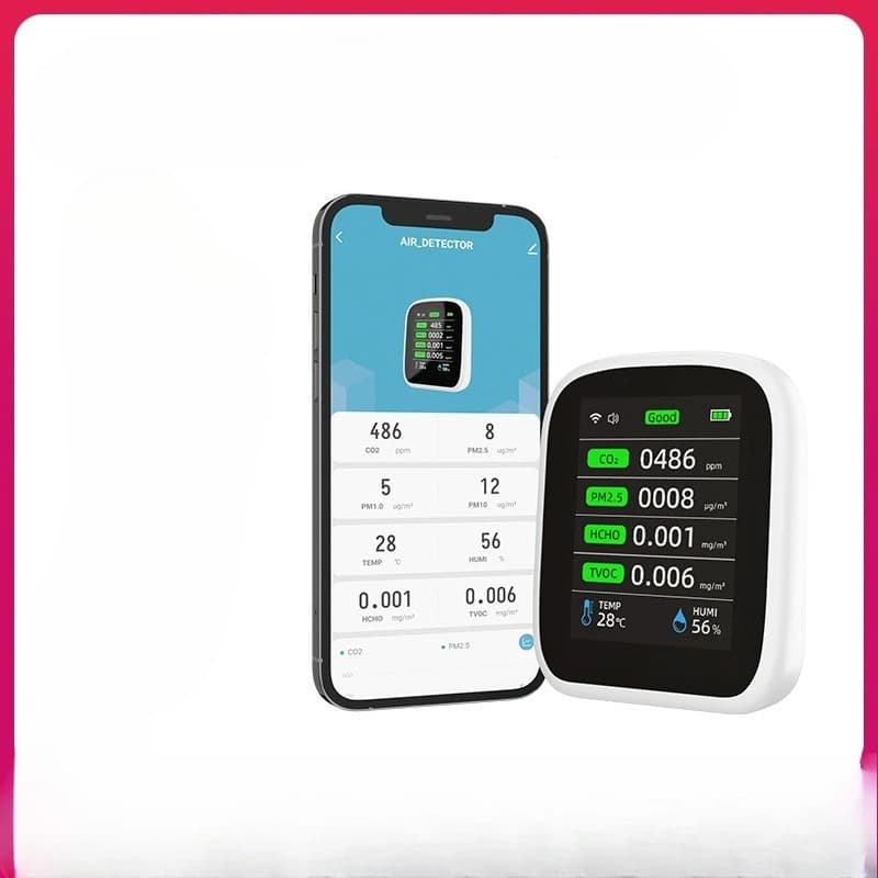 8 in 1 air quality detector, carbon dioxide TVOC indoor high-precision multi-functional formaldehyde monitor