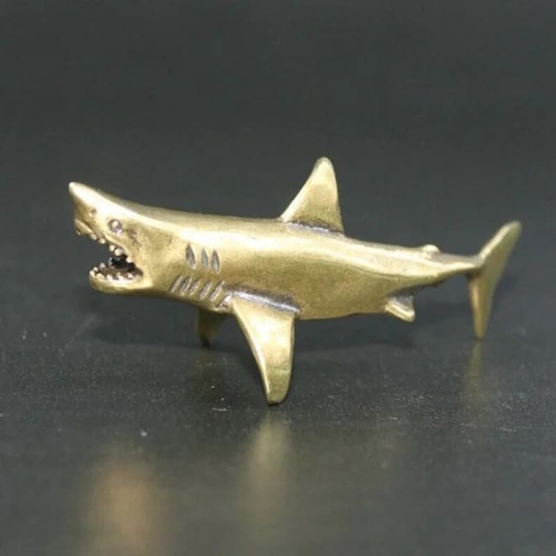 Brass Shark Figurine Statue Home Office Table Decoration Animal Figurines Toy##