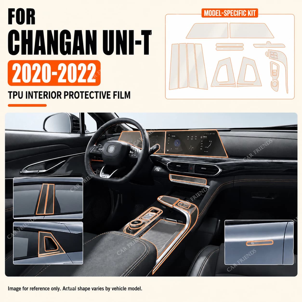 Transparent TPU Interior Trim Protective Film for Changan UNI-T 2020 2021 2022 Anti Scratch Dedicated Sticker Car Accessories