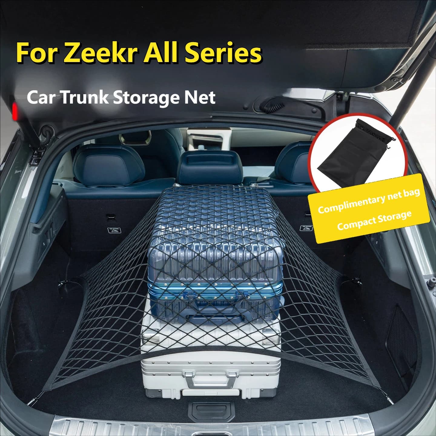 For Zeekr X 7X 9X 001 007 GT 009 Trunk Storage Net Bag Auto Fixed Organizer Net Pocket Cargo Net Luggage Holder Travel Pocket